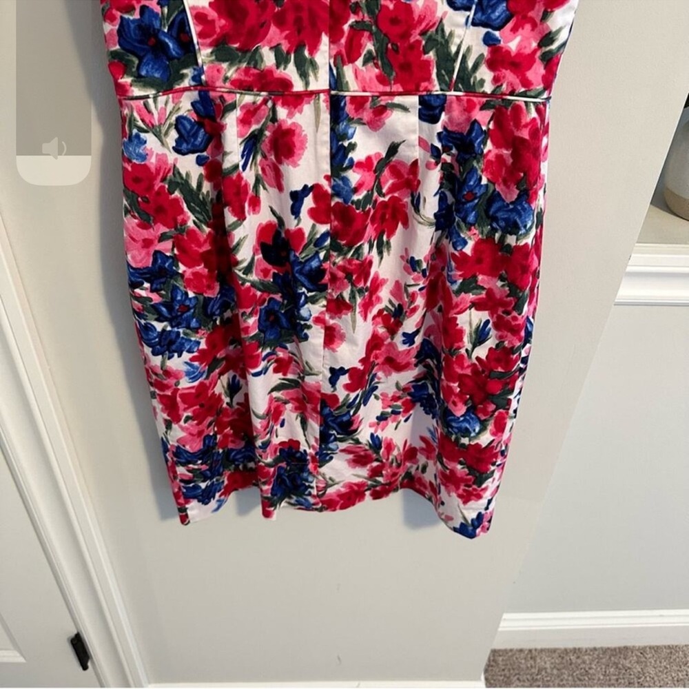 Talbots Blue Pink Floral Cotton Mini Sheath Dress 8